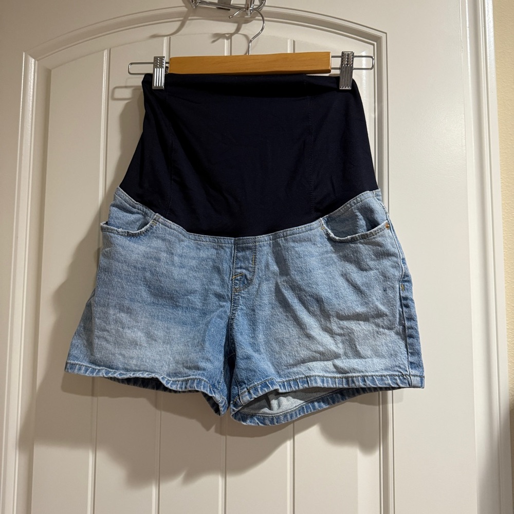 Isabel Maternity by Ingrid & Isabel High Waist Light Blue Denim Shorts
